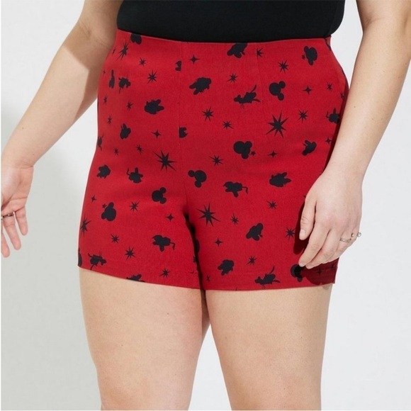Plus size women’s 3x torrid Disney shorts red with black Mickey ears - Picture 3 of 14